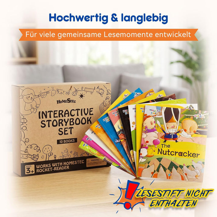 10 interaktive englische Geschichtenbücher für Lernstift, Kinderbücher ab 2–5 Jahren, Vorlesebücher,