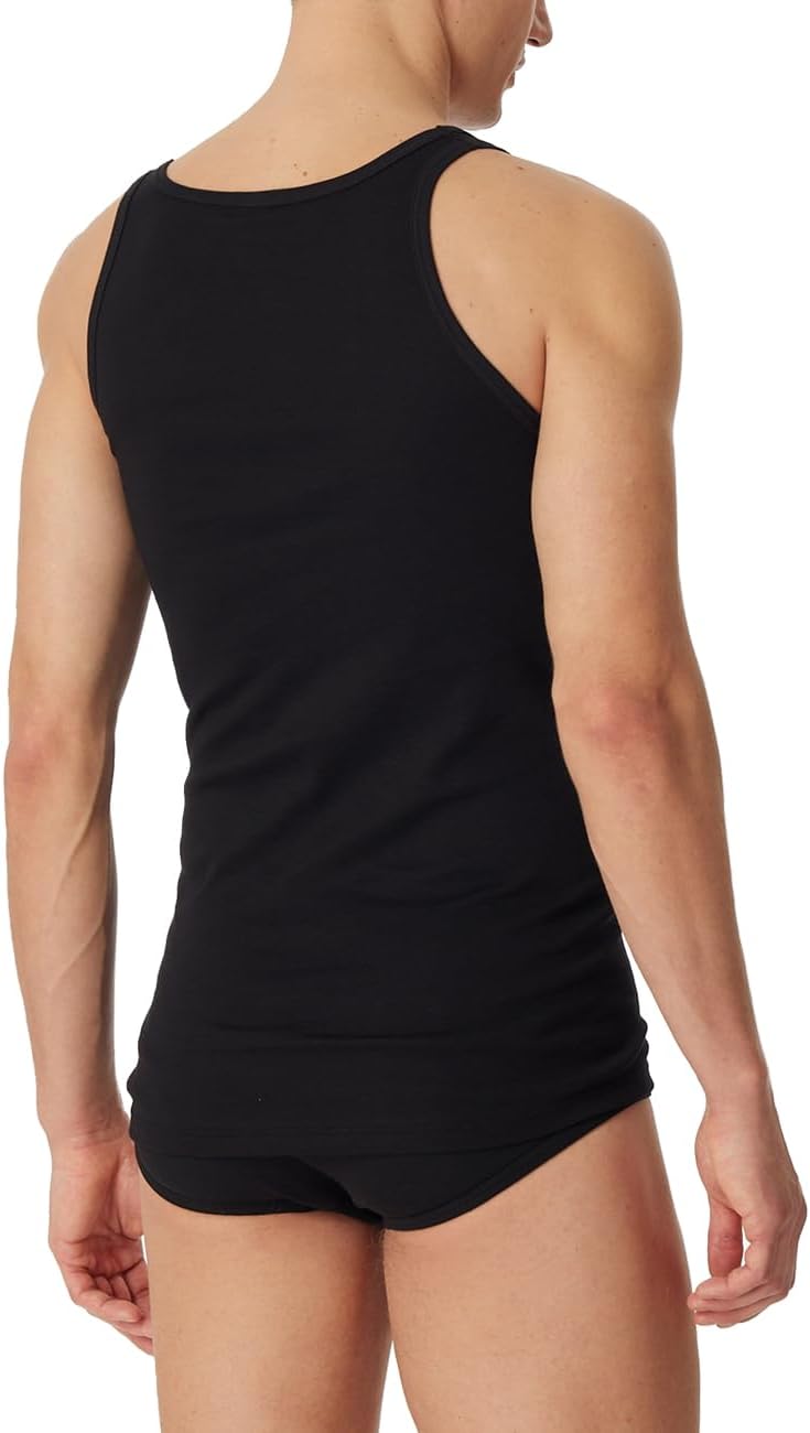 Schiesser Herren 2 PACK Unterhemd - Original Feinripp 4/ S Schwarz_005121, 4/ S Schwarz_005121