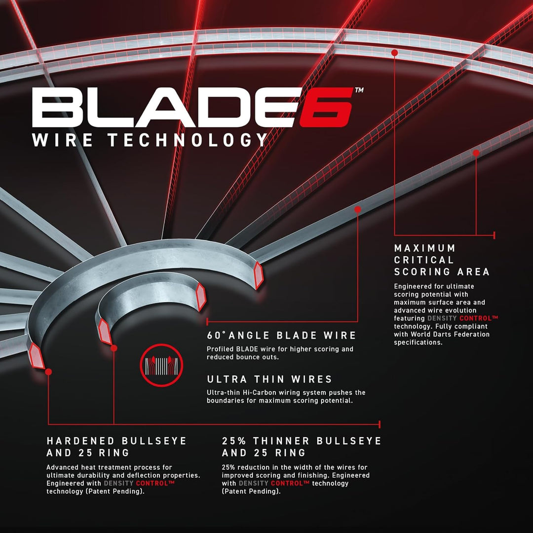 WINMAU Blade 6 Professionelle Bristle Klassische Dartscheibe with Surround und Darts Set (2 Sätze Da