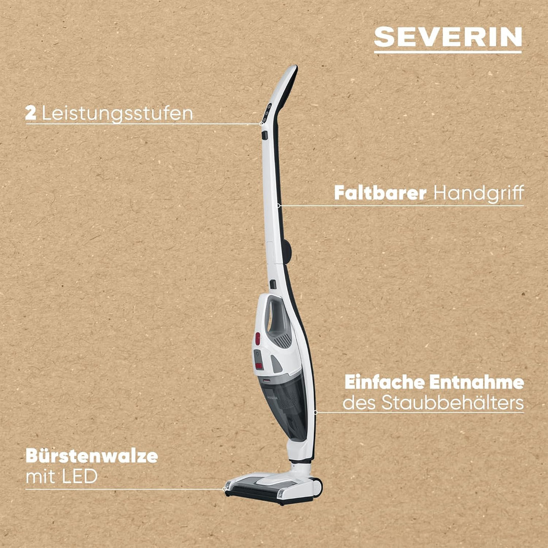 SEVERIN Kabelloser Staubsauger mit Lithium-Ionen Akku, 2in1 mit integriertem Handstaubsauger, beutel