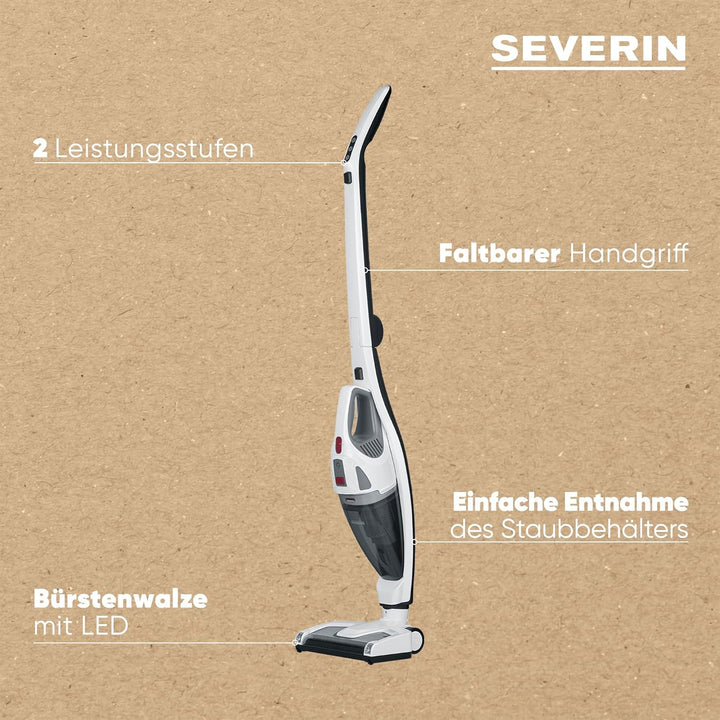 SEVERIN Kabelloser Staubsauger mit Lithium-Ionen Akku, 2in1 mit integriertem Handstaubsauger, beutel