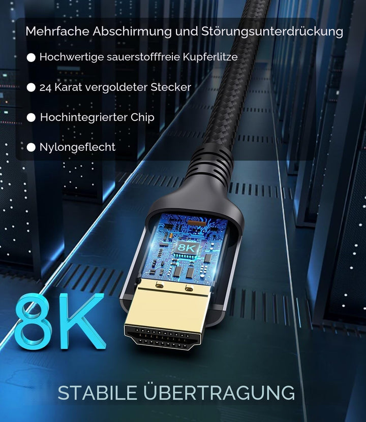 Adauxter 4K HDMI Kabel 10M, High Speed HDMI Kabel mit Ethernet Unterstützung 4K 60Hz 2K 165Hz 1080p