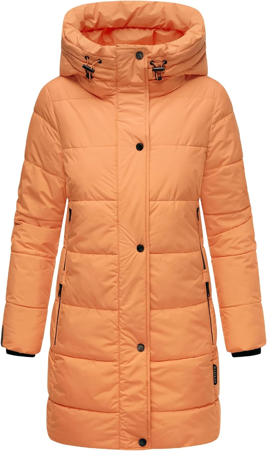 MARIKOO Damen Wintermantel Warmer Steppmantel lang mit Kapuze und hohem Kragen Karumikoo XVI XS-3XL