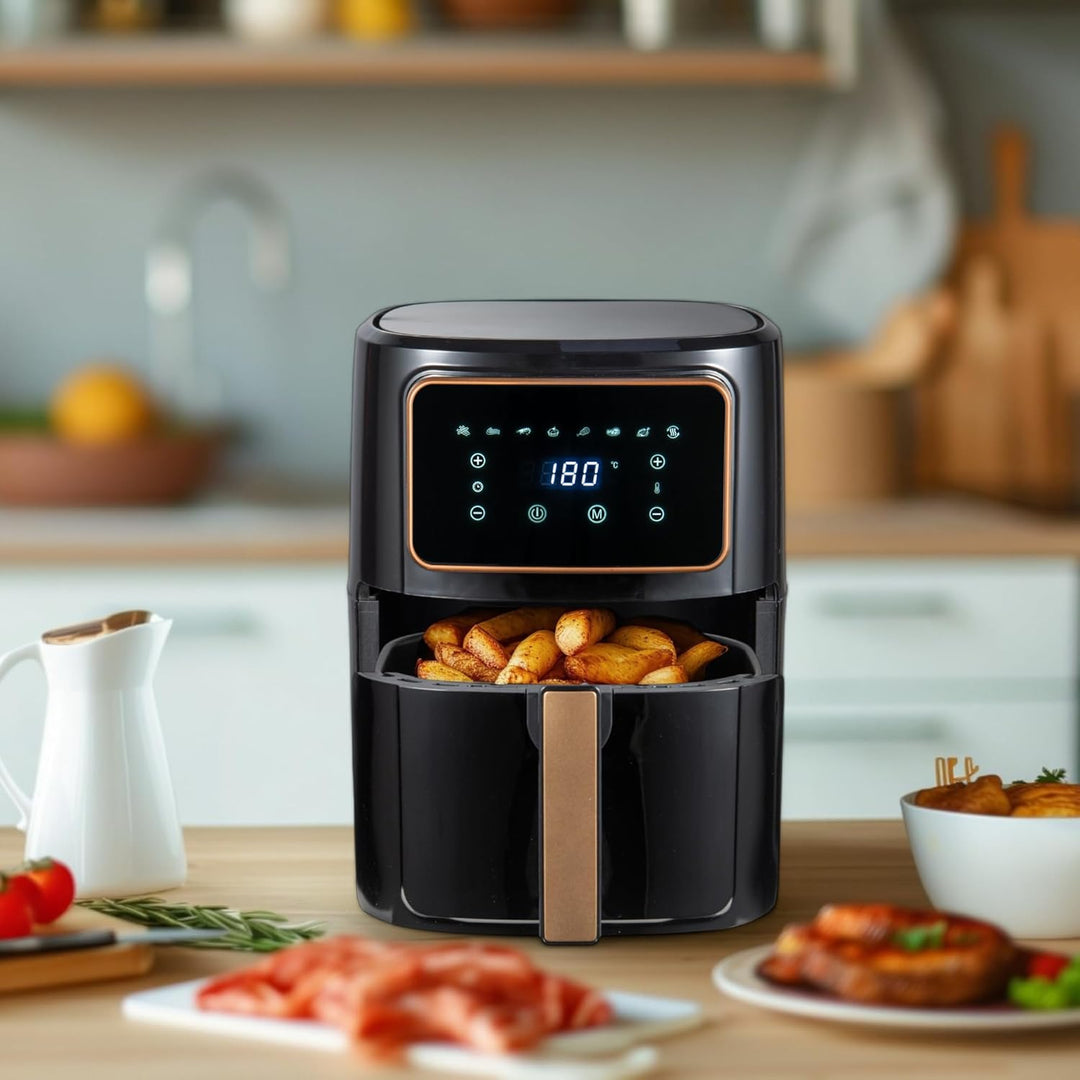 BERGNER COPPERLY - PFAS-Freie Heissluftfritteuse 1800W 6.9L - 8 Kochprogramme - Air Fryer mit Kerami