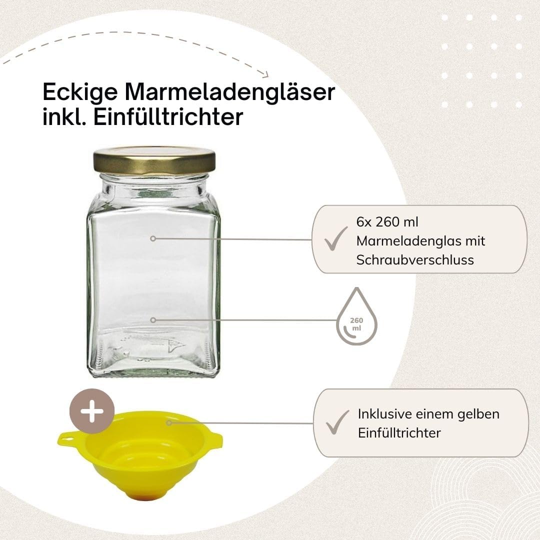 mikken 6 kleine, eckige Einmachgläser Marmeladengläser Vorratsdosen Gewürzgläser mit Drehverschluss