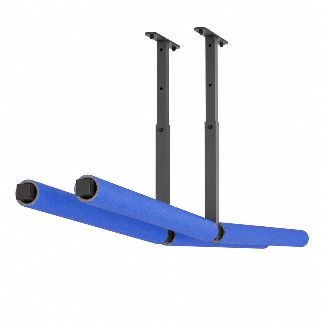 QLS Hängeregal Deckenhalterung 2-seitig aus pulverbeschichtetem Stahl 2 x 80 cm Höhenverstellbar 27–