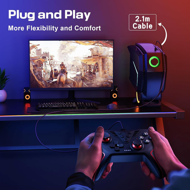 RivalPlay PC Controller mit 2-Tasten-Zuordnung, Kabelgebundener Joystick Controller Kompatibel für W