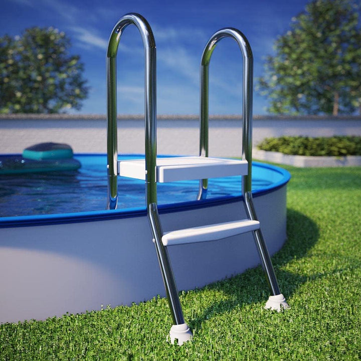 Original ASTRAL Edelstahl Leiter für teileingelassene Pools 0,90-1,00 m - 1x 1 Stufe + 1x 3 Stufen -
