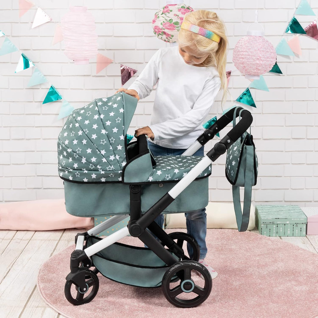 Bayer Design 17058AA Puppenwagen Xeo mit Tasche, höhenverstellbarer Griff, Schwenkschieber, wandelba
