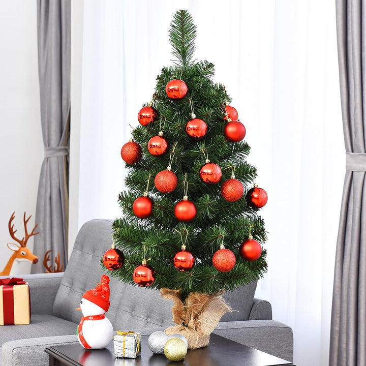 KOMFOTTEU 60 cm künstlicher Weihnachtsbaum Mini, Tisch Christbaum mit 67 Zweigspitzen, Kleiner Tanne