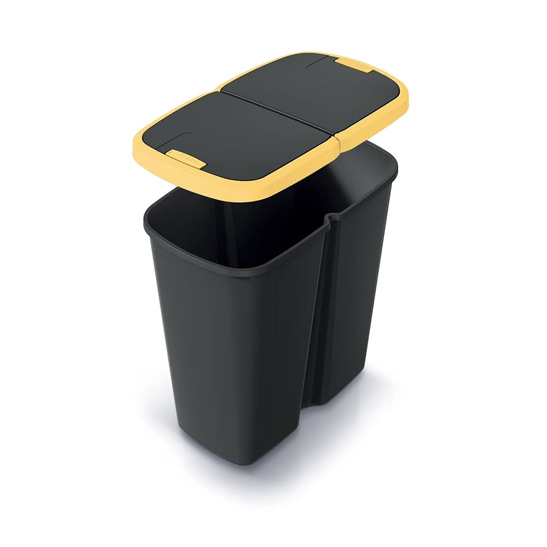HRB DUO Bin Mülleimer 2 Fächer, idealer Mülleimer Küche mit 2x 25L Mülleimer Trennsystem praktischer