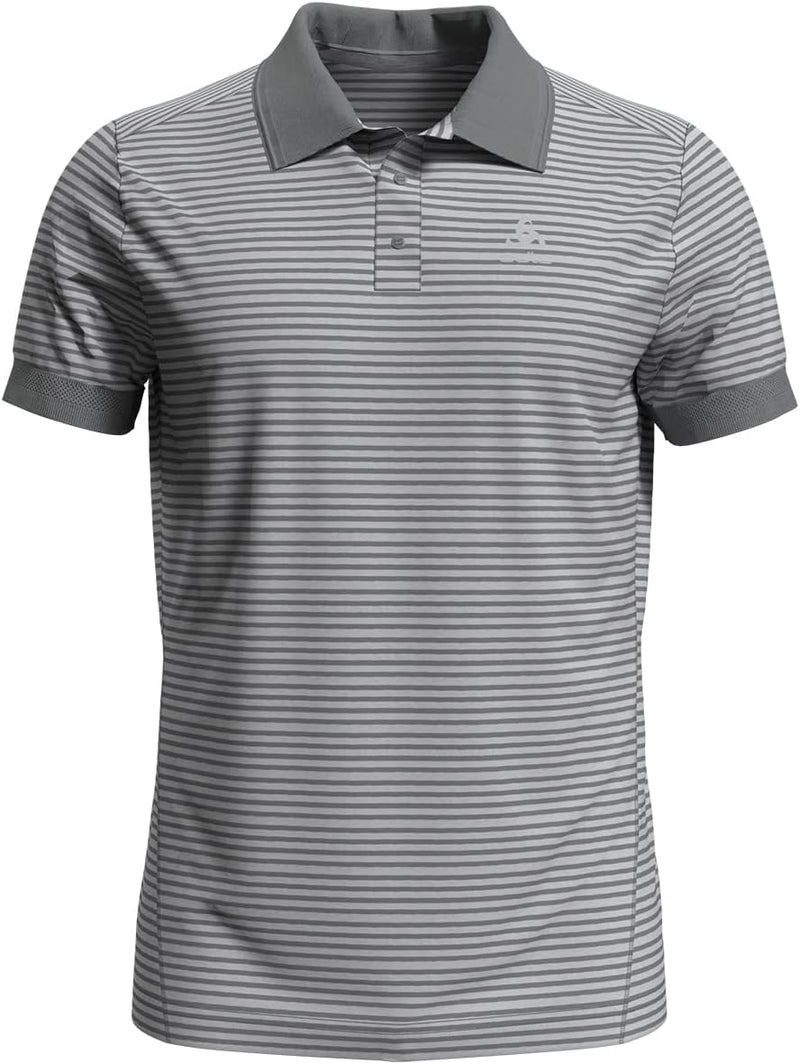 Odlo Herren Nikko_550312 Kurzarm Polo Shirt XL Odlo Concrete Grey - Odlo Silver Grey - Stripes, XL O