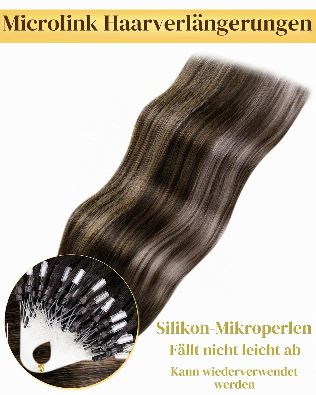 Hetto Microring Extensions Echthaar Balayage Braun Micro Extensions Echthaar Remy Extensions Microri