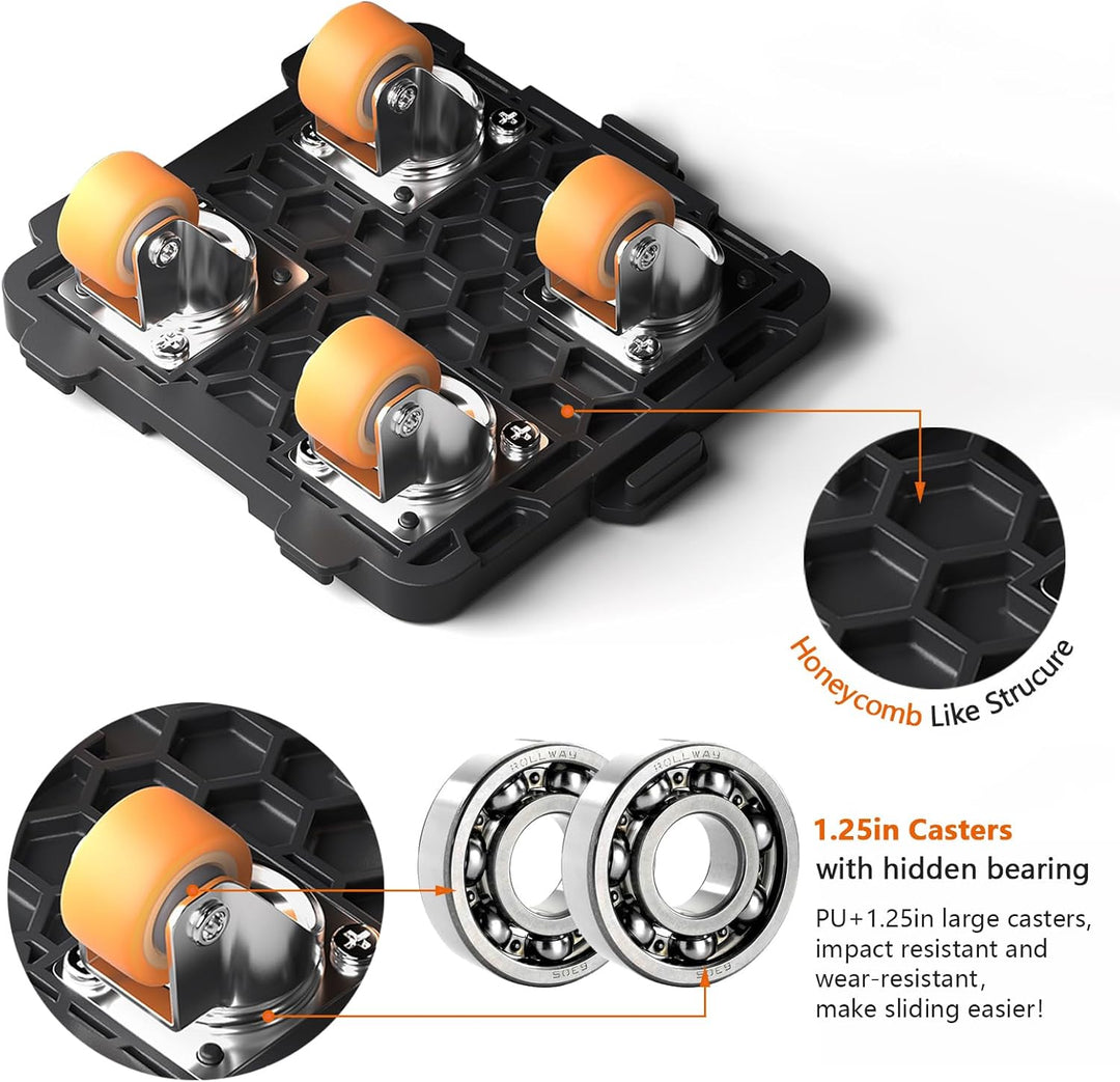 ONEON 4 Pack Möbelroller Schonende Transportrollen aus TPE, 360 Grad drehbar Möbel Transportroller,