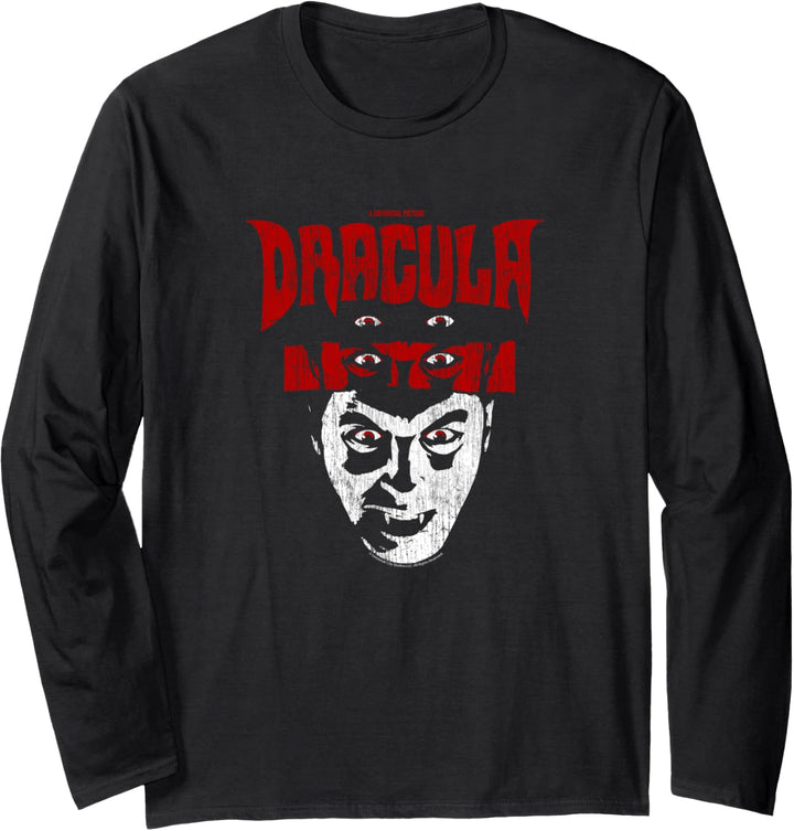 Universal Monsters Distressed Dracula Portrait Logo Langarmshirt