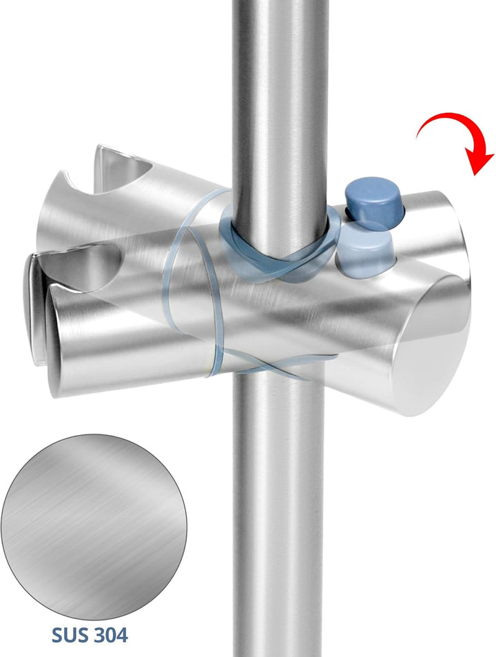 QWORK® 66cm Duschstange mit Flexibler Duschkopfhalterung - Edelstahl SUS 304 - Gebürstetes Finish -
