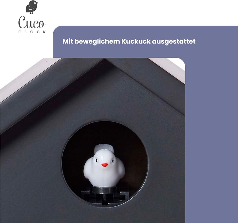 Cuco Clock Kuckucksuhr SCHWARZWALDHAUS, Pendeluhr Wanduhr, Moderne Schwarzwalduhr, 37,5× 23 × 11,4cm