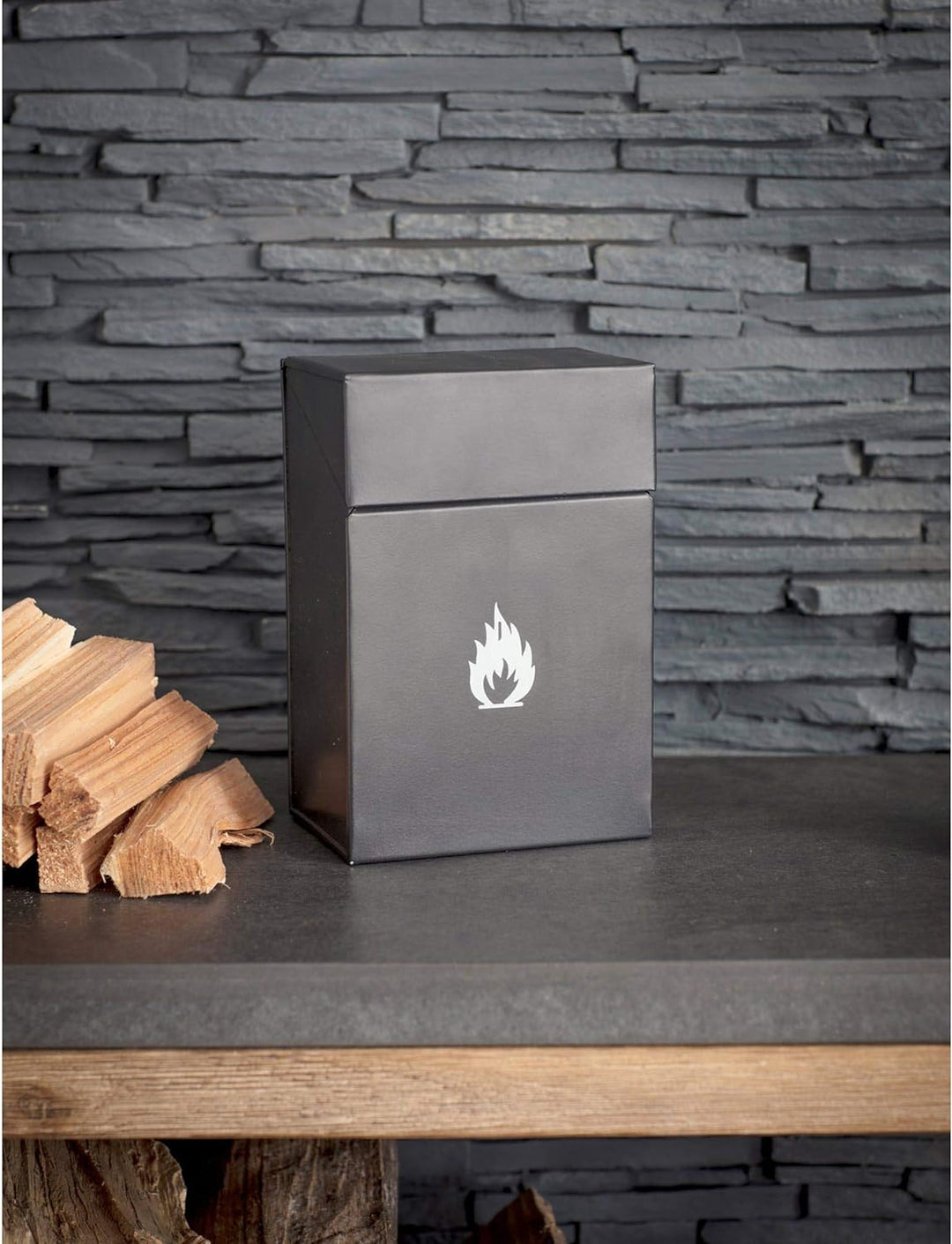 CKB LTD Aufbewahrungsbox für Kaminanzünder, für Holzofen oder Kaminsims, mit Klappdeckel und aus pul