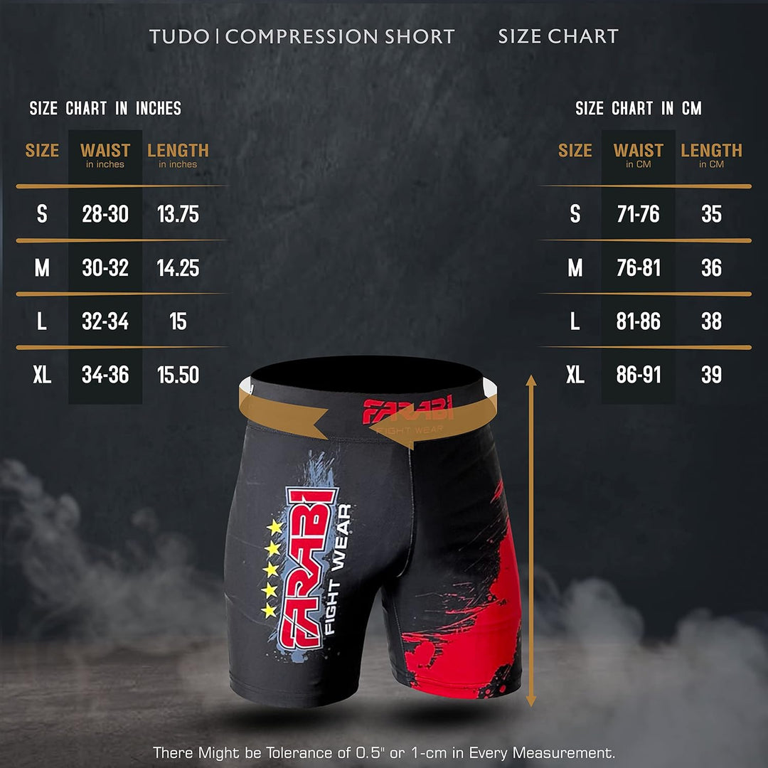 Farabi Sports Kompressions Vale Tudo Short, Kompression MMA Shorts, Kampfsport,Cage Fighting,Grappli