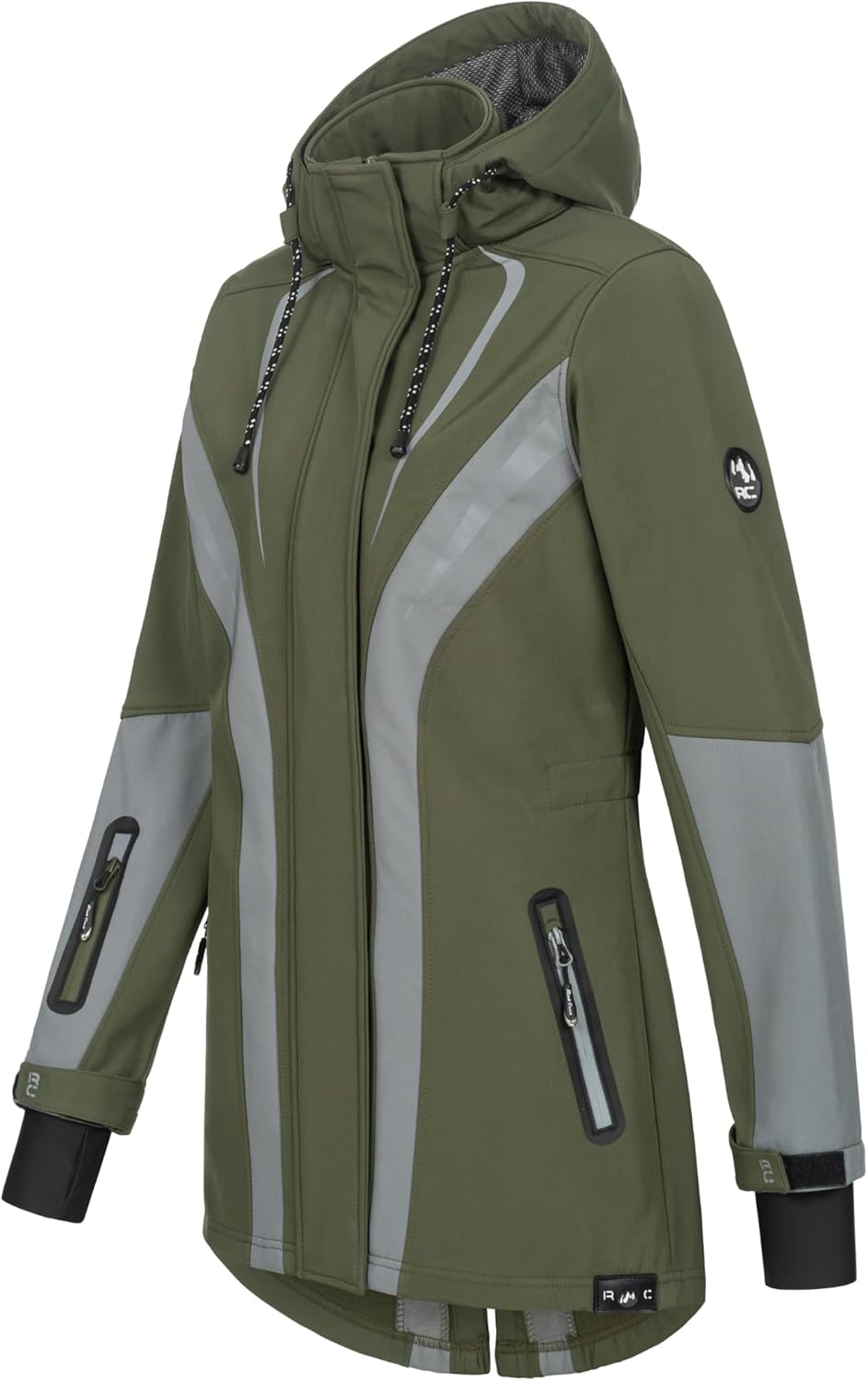 Damen Softshell Jacke Mantel D-492, Dunkelgrün