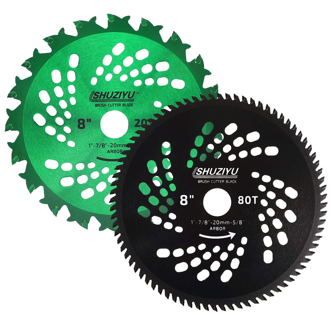 LSHUZIYU 205mm-20T+80T, 2 Stück, 25.4mm Dorn mit Adapter 22.23-20-16mm, Freischneiderklinge, Freisch