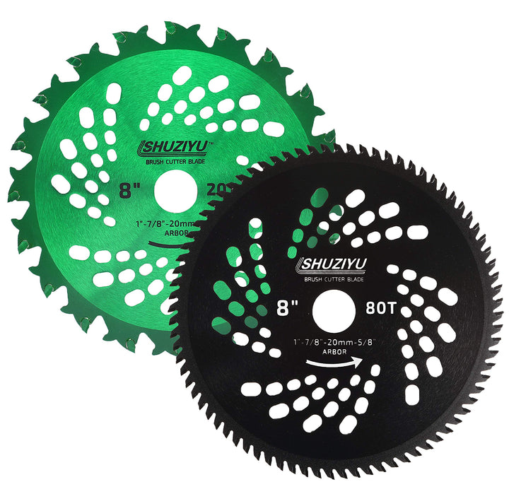 LSHUZIYU 205mm-20T+80T, 2 Stück, 25.4mm Dorn mit Adapter 22.23-20-16mm, Freischneiderklinge, Freisch