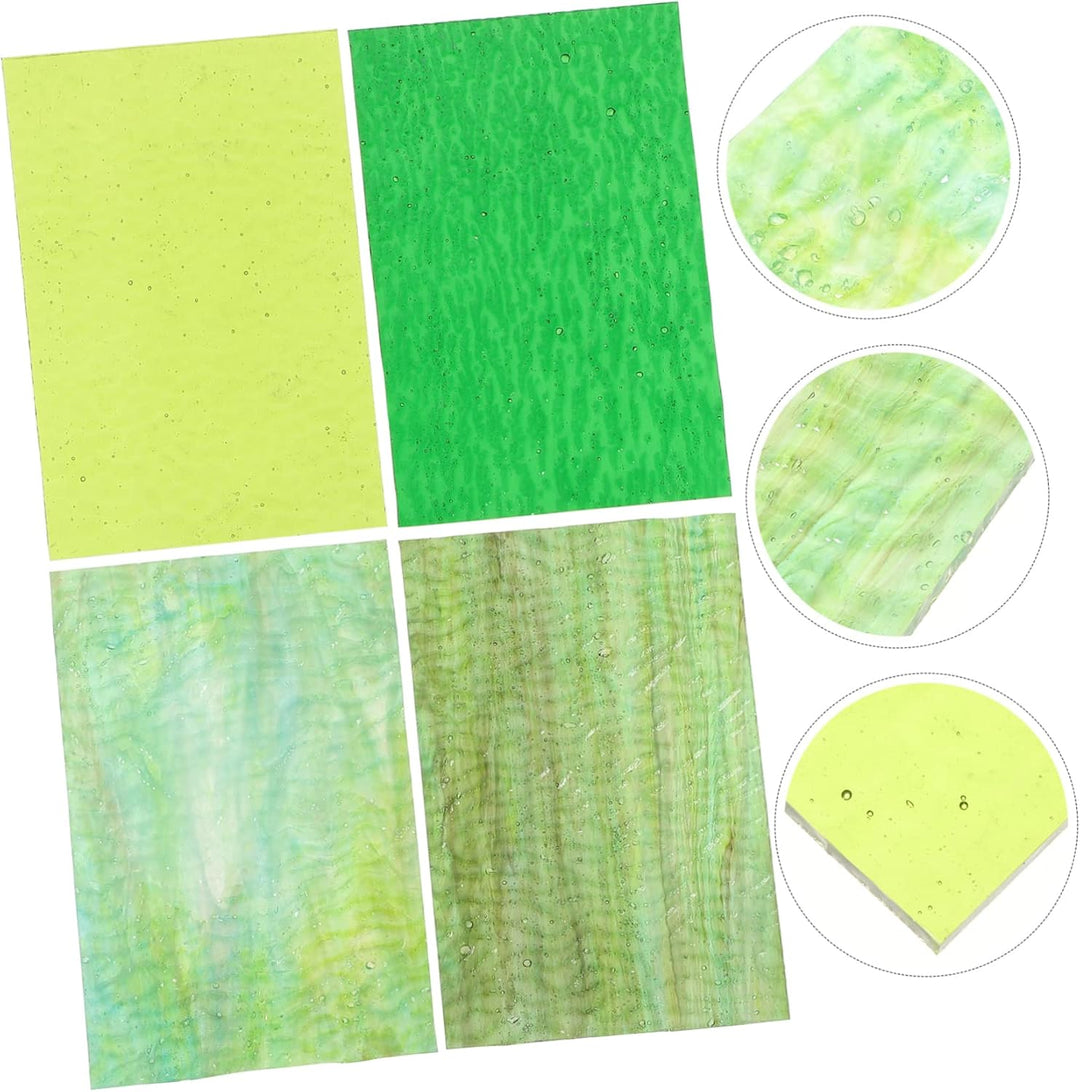 YARNOW Aufkleber Mosaikglas Kunstglasplatten 4 Stücke Bunt Glasscheiben Mischfarben Grün Packungen D