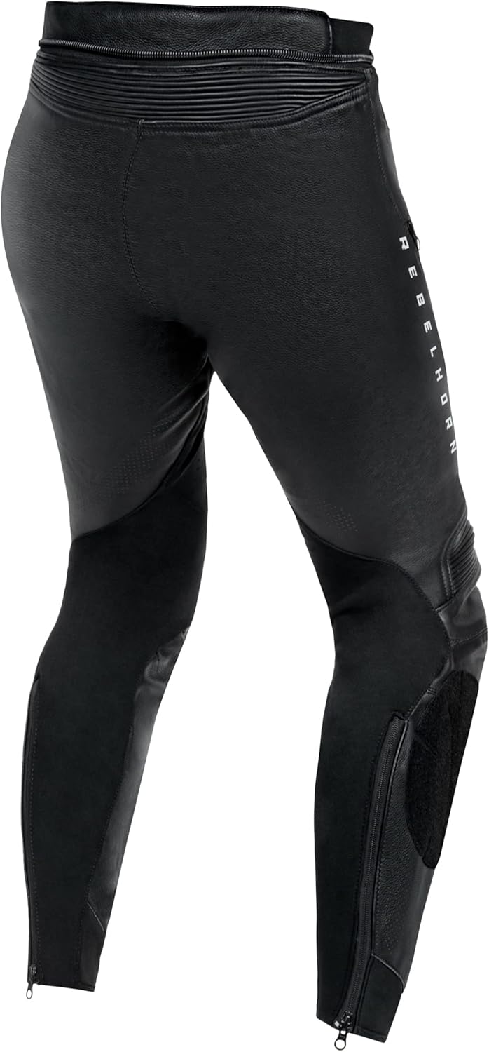 REBELHORN Veloce Motorradhose Herren | Leder | Knie und Hüftprotektoren Stufe 2 | Knieschieber | 2 B