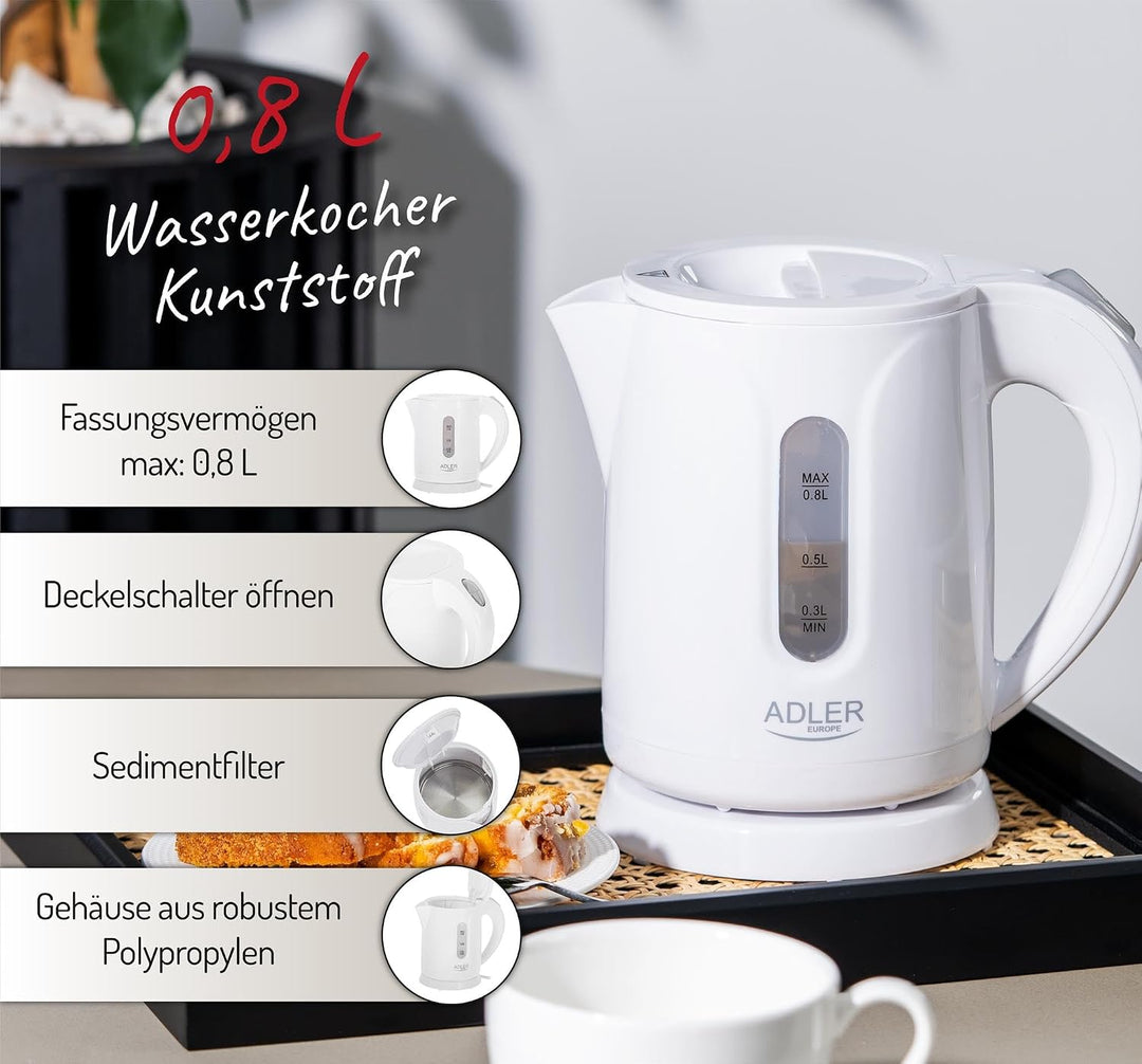 Adler ad 1371w AD 1371 Wasserkocher 0,8 L Weiss