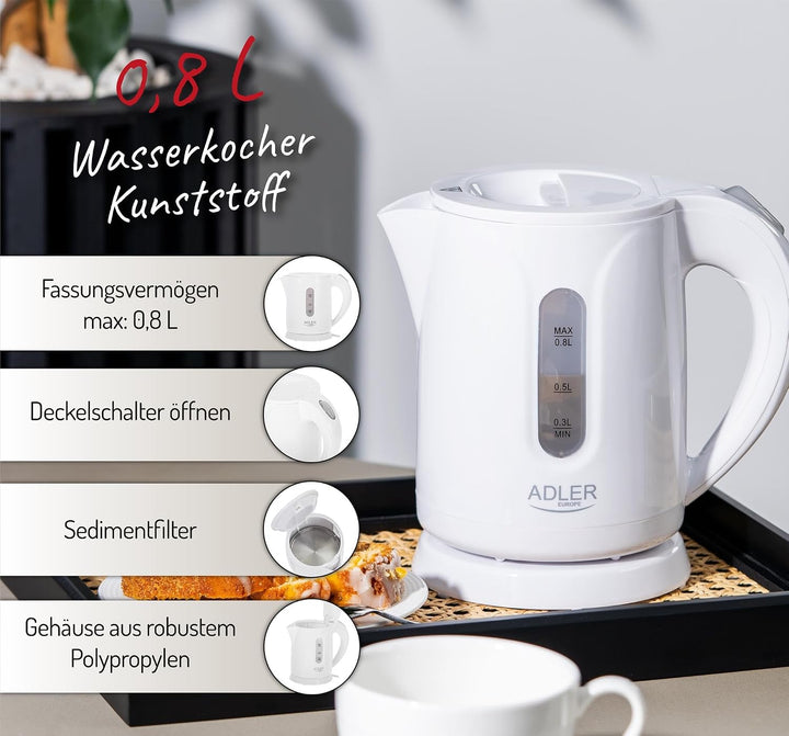 Adler ad 1371w AD 1371 Wasserkocher 0,8 L Weiss