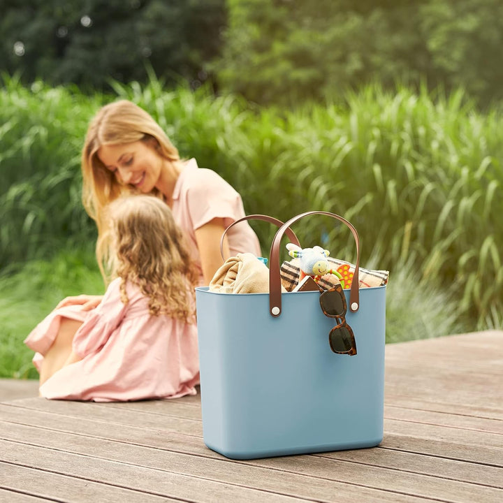 Rotho Albula 2er-Set Einkaufskorb, Kunststoff (PP recycelt), türkis, 2 x 25l, (40 x 23,5 x 34 cm), 2