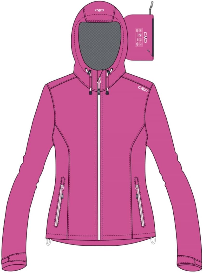 CMP Damen Regenjacke Woman Rain Jacket Fix Hood XXS Fuxia, XXS Fuxia