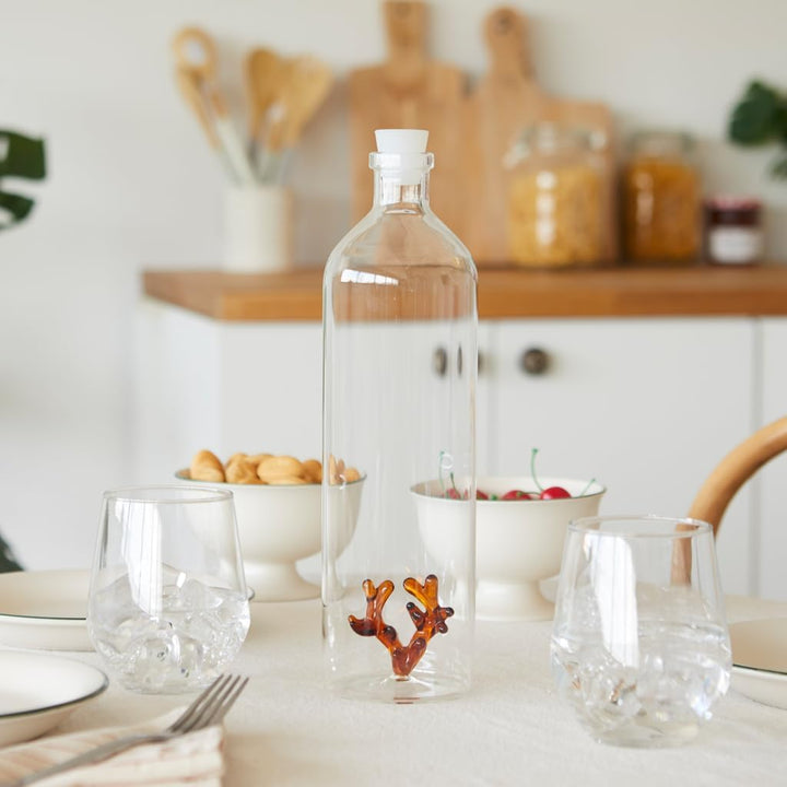 balvi Flasche Coral Bernsteinfarben Mit Figur in Form Einer Koralle Borosilikatglas
