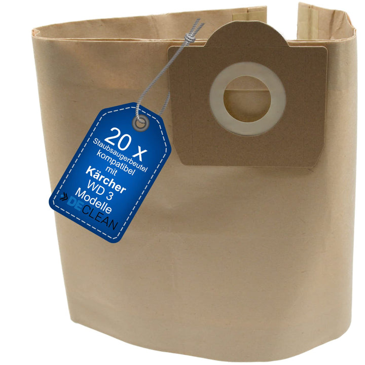 DeClean 20 Staubsaugerbeutel kompatibel mit Kärcher WD3 Ersatzteile WD 3 Premium,P,Extension Kit,Bat