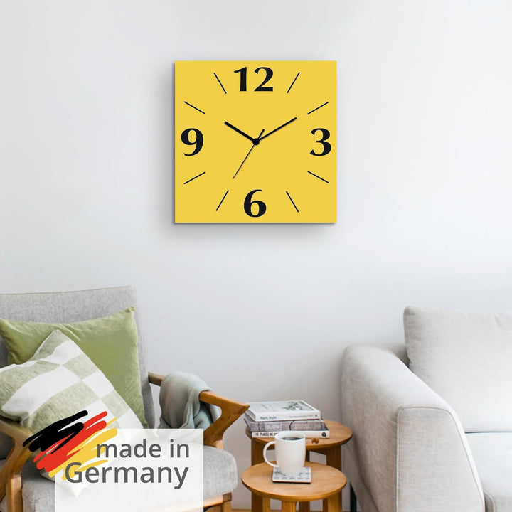 ARTLAND Wanddeko Wanduhr ohne Tickgeräusche Alu Quarzuhr 30x30 cm Quadratisch Lautlos 4 Ziffern Farb