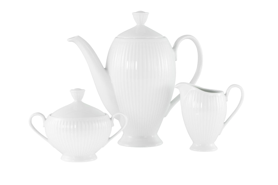 CreaTable 21881 Serie Valenica Geschirrset, Kaffeegarnitur aus Porzellan, Porcelain, Weiss Weiss 3-t