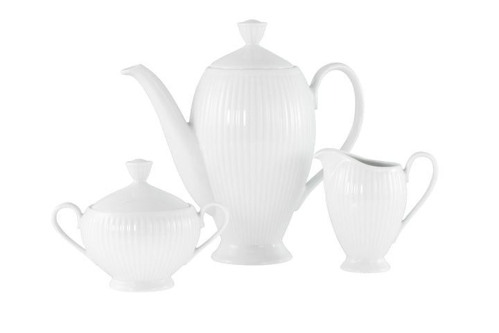 CreaTable 21881 Serie Valenica Geschirrset, Kaffeegarnitur aus Porzellan, Porcelain, Weiss Weiss 3-t