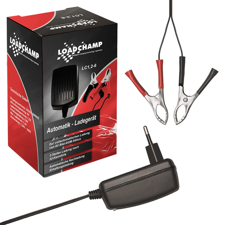 Automatik 6V 1,2A Blei Akku Ladegerät für 1,2Ah 3,4Ah 4Ah 4,5Ah 5Ah 7Ah 7,2Ah 12Ah Batterie