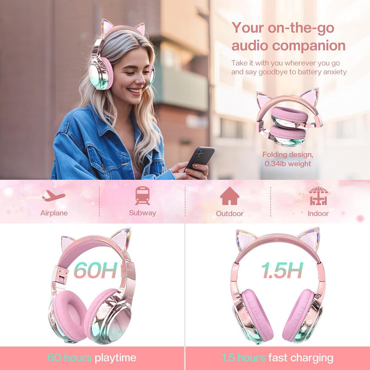 JYPS Bluetooth Kopfhörer Kinder, Metallisch Kabellose Kopfhörer Kinder Over Ear mit 74/85dBA Lautstä