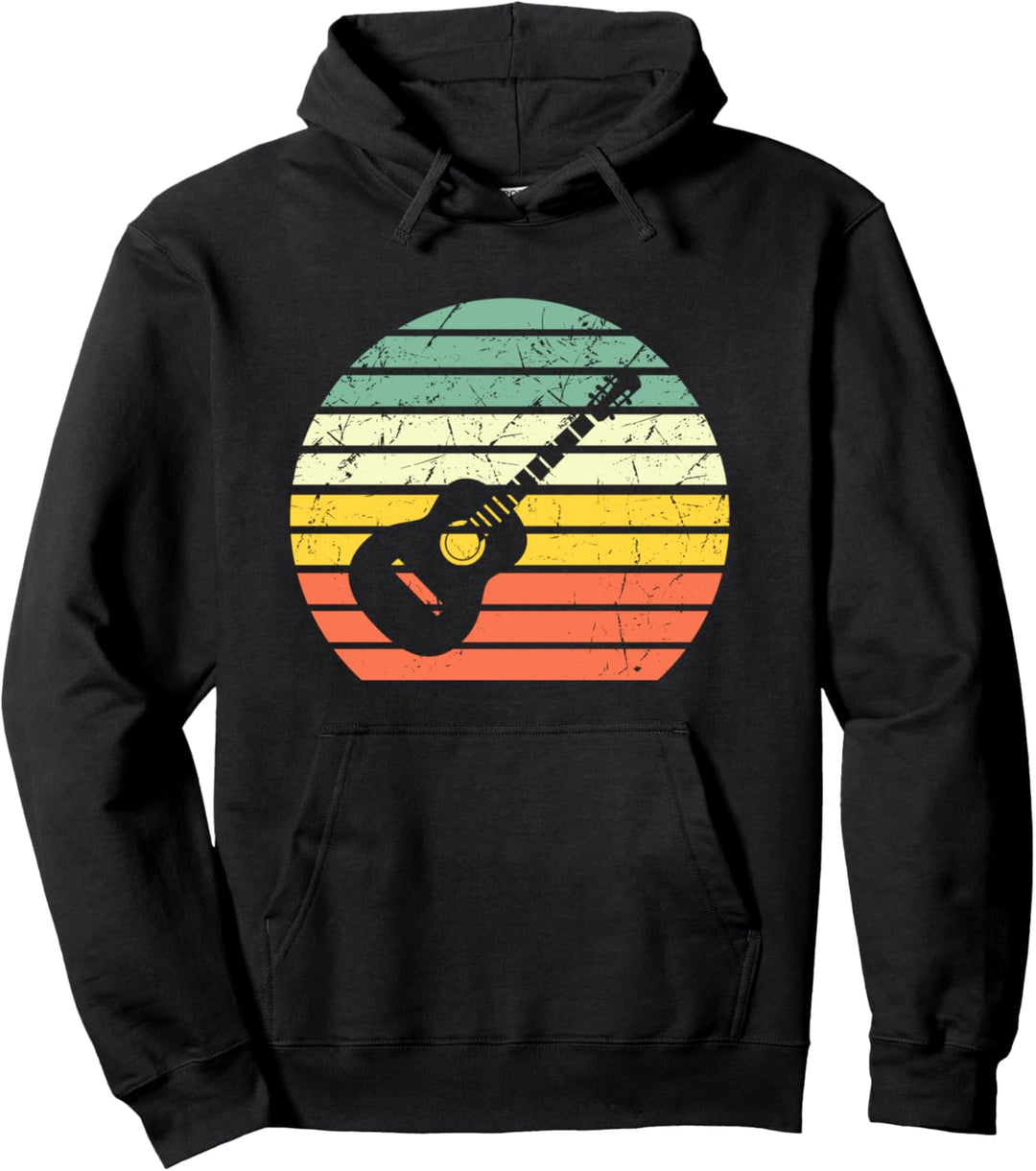Akustische Gitarre Silhouette Gitarrist Musiker Vintage Pullover Hoodie