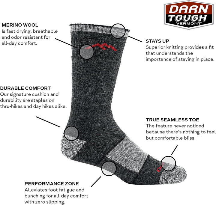 Darn Tough FBA_1933-gryblk-l Herren Gepolsterte Socken, L Schwarz