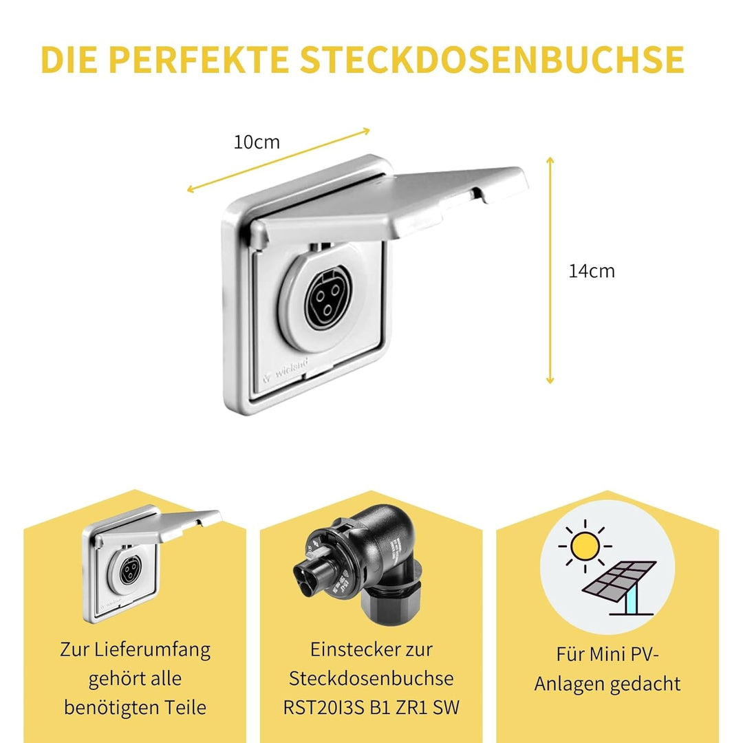 Avoltik Wieland Einbaurahmen mit Buchse Einspeisesteckdose RST20/25 Steckdose für Mini-PV // 99.400.