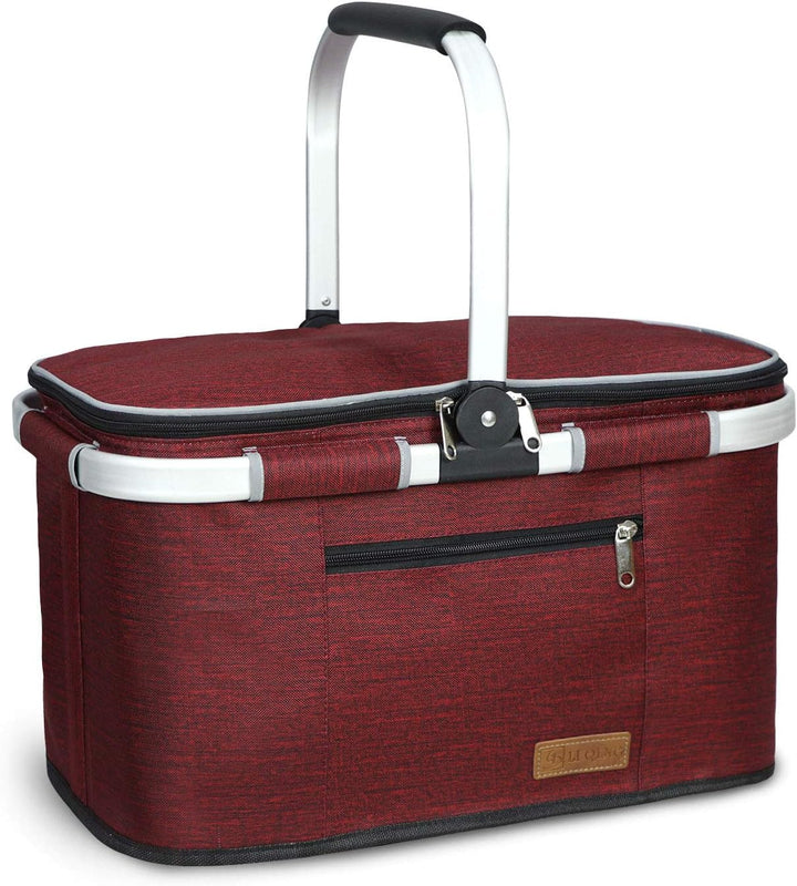 LIQINGG 35L Kühltasche Einkaufskorb Grosse isolierte Kühlkorb Lunchtasche Thermotasche für Büro Camp