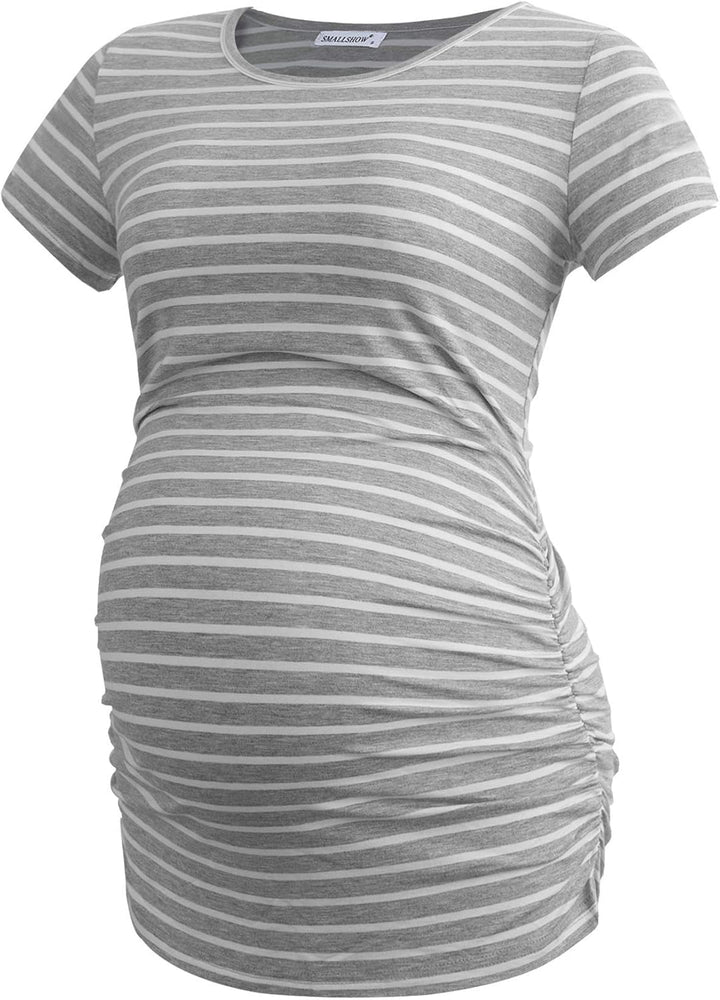 Smallshow Damen Umstandsmode Tops Seitlich Geraffte Schwangerschafts Umstandstop 3er Pack S Schwarz/