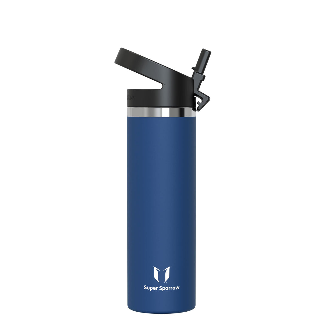 Sparrow Trinkflasche Edelstahl 750ml Thermosflasche mit Strohhalm Deckel | Isolierbecher Thermosflas
