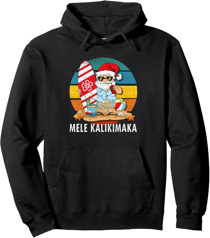 Mele Kalikimaka Retro Surfen Santa Hawaii Weihnachten Pullover Hoodie