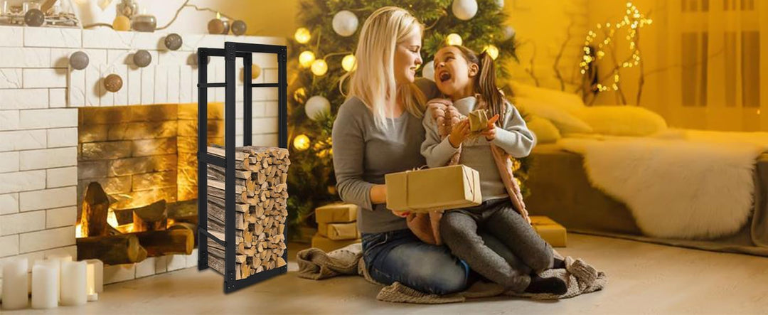 Jopassy Kaminholzregal innen metall 40x25x150CM Brennholzregal für innen aussen, Kaminholzständer, K