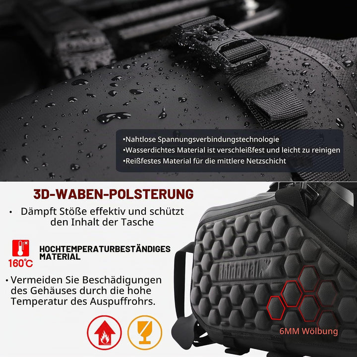Rhinowalk Motorrad Satteltasche 18L (9L*2) Wasserdicht Motor Seitentasche Gepäcktasche Hecktasche Hi