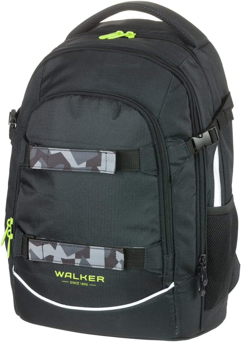 Walker 42041-079 - Schulrucksack Fame 2.0 "Uni Dark Grey" mit 2 Fächern, Vorderfach mit Organizer, S