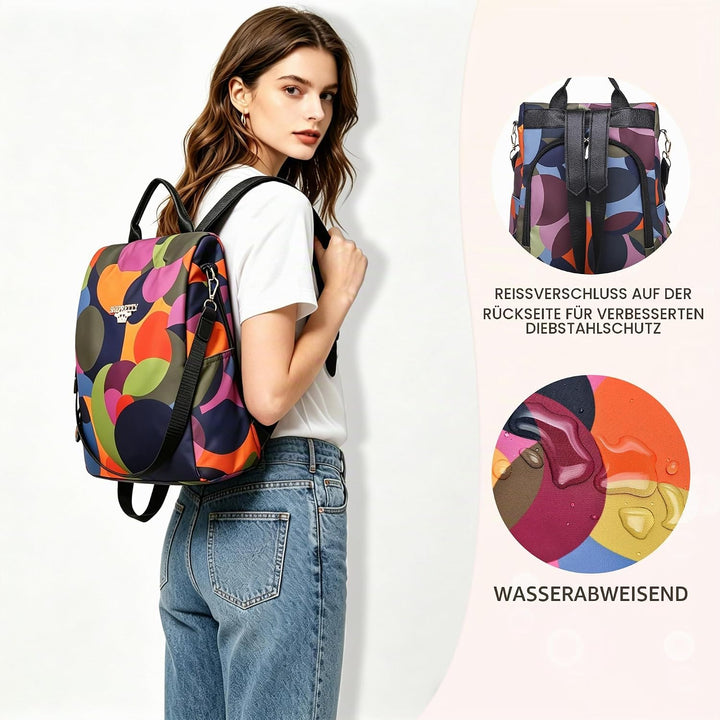 shepretty Damen Rucksack Anti Diebstahl Umhängetasche Multifunktions Schultaschen 8864-al911bunt 32*